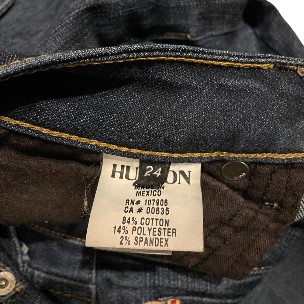 Hudson Cuffed Jeans Dark Wash Destroyed Knees Size 24 - Picture 3 of 6